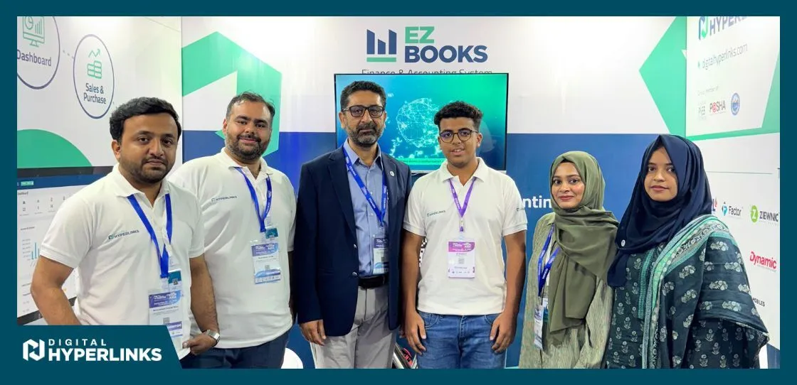 Digital Hyperlinks team showcasing EZ Books at ITCN Asia 2025
